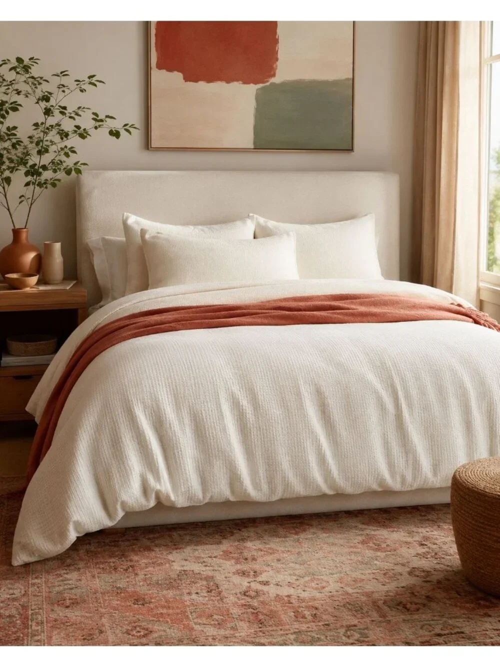 S23 | Quince Organic Luxe Honeycomb Duvet Cover Set King Cal King Undyed NWT